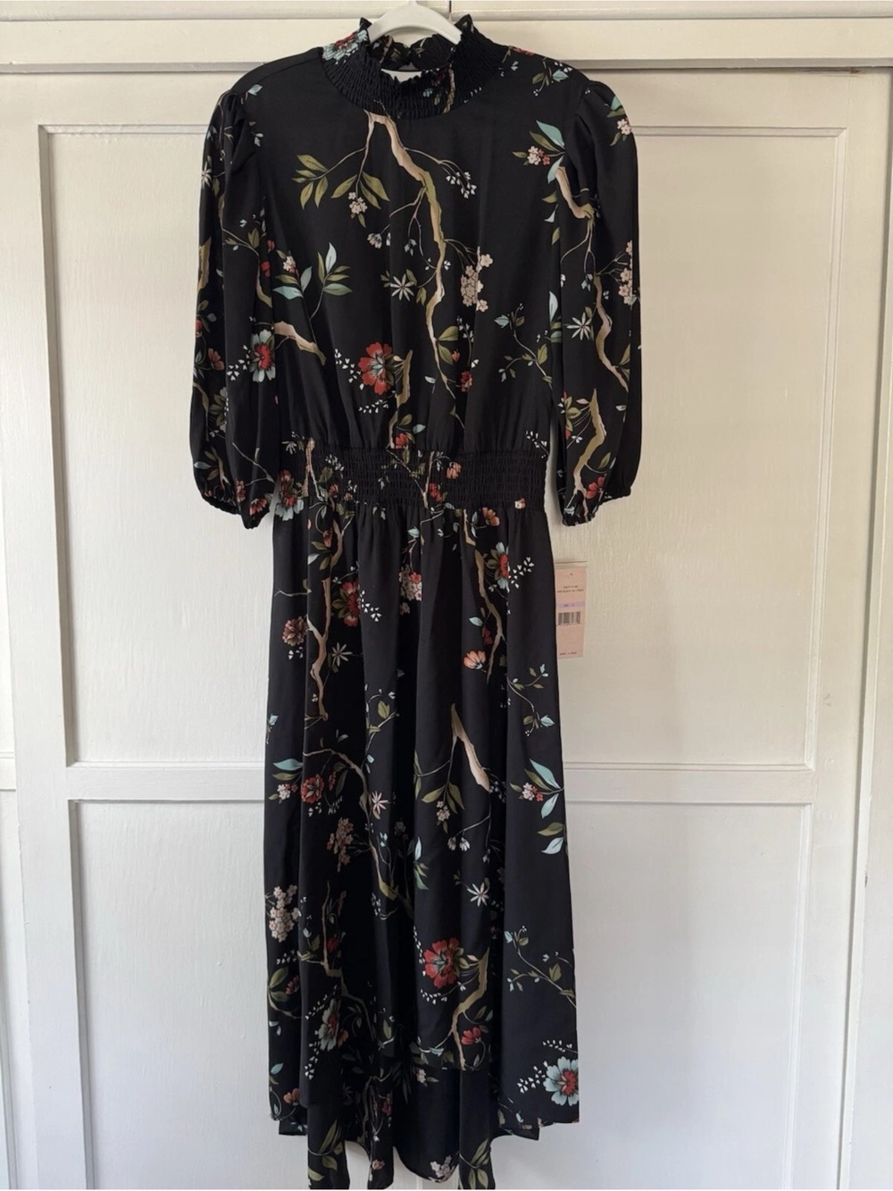 Nanette Lepore Black Floral Maxi Dress with Multicolor Blooms Sz 6